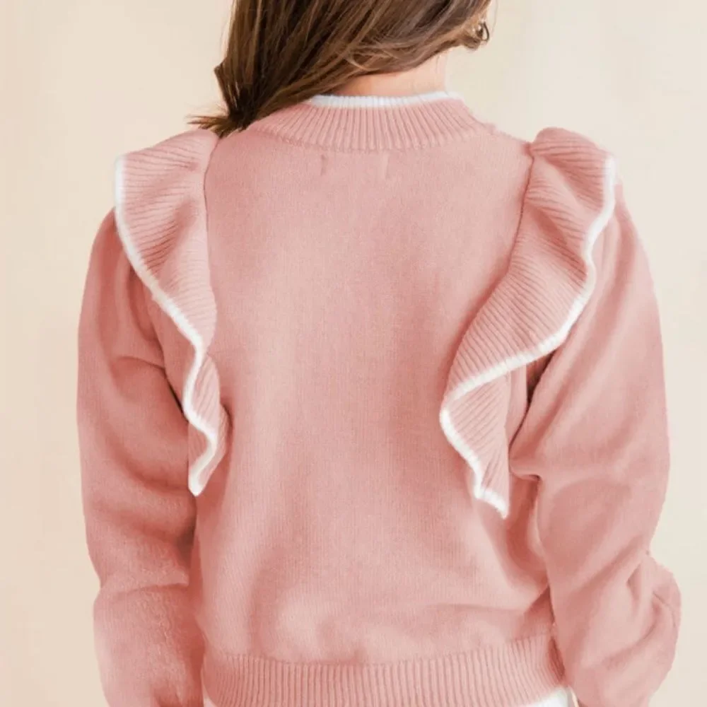 Blush Bow and Ruffle Sweater - Picture 3 of 6